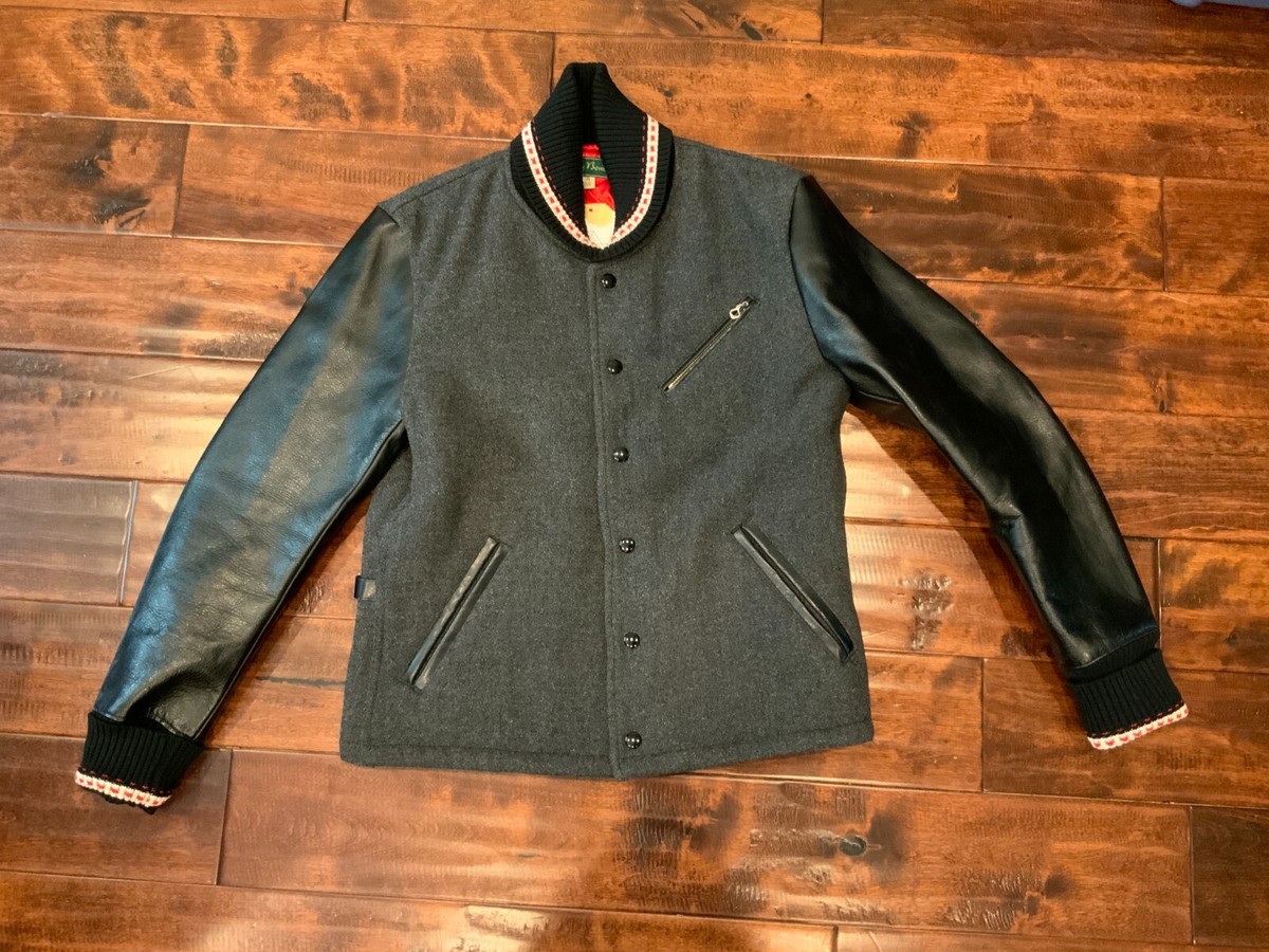 ジャケット・アウター dry bones wool car coat dry bones wool car coat Dry Bones Gray Wool Varsity Jacket w
