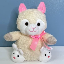 RARE Animal Adventure Llama w/ Bunny Rabbit Slippers 8" Plush Stuffed Animal Toy
