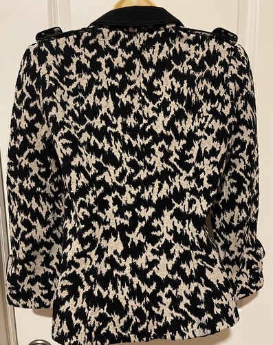 Diane Von Furstenberg Black/ White Wool Blend Jacket~ Sz 2~ STYLISH~ - Picture 9 of 12