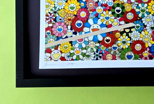 Death NYC LG Framed 16x20in Pop Art Original PUPPY IN A MURAKAMI GARDEN COA 10 - Picture 4 of 6