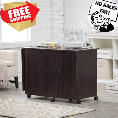 New Sauder Sewing Machine Craft Table Drop Leaf Shelves Storage Bins Cabinets Ebay