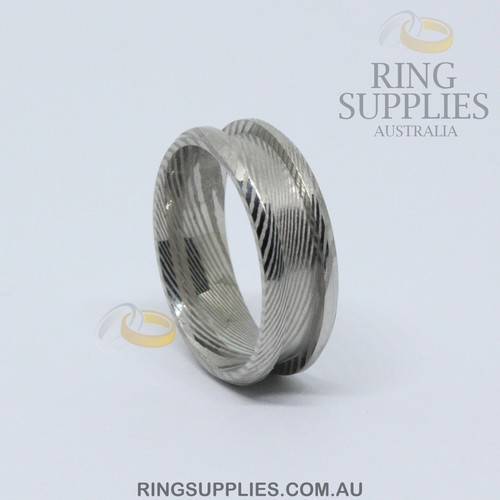 8mm Wide Damascus Steel Ring Blank with 4mm channel for ring inlays - 第 2/9 張圖片