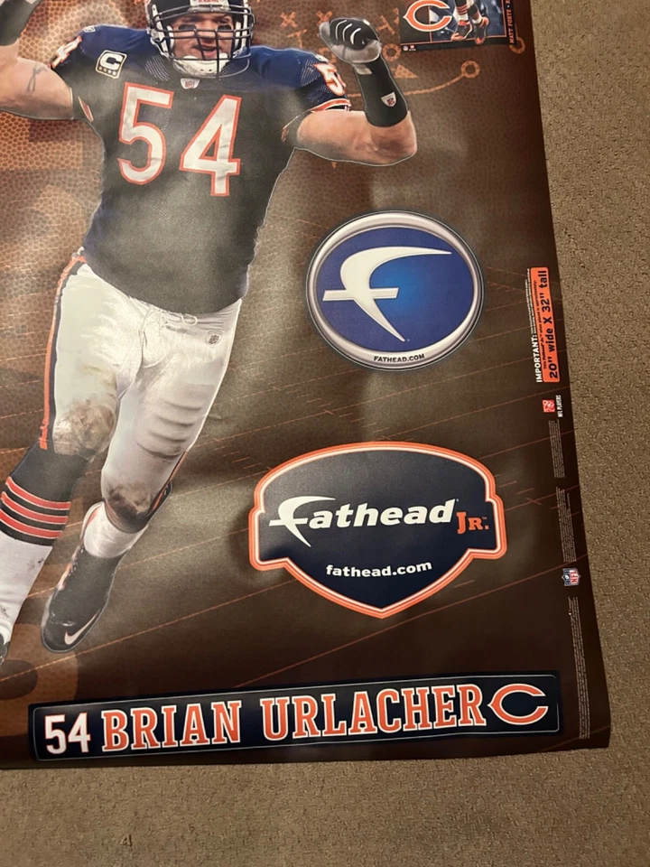 NUEVO Raro BRIAN URLACHER CHICAGO BEARS FATHEAD Jr Vinilo Reutilizable Gráfico 39x24 Foto 4 de 4