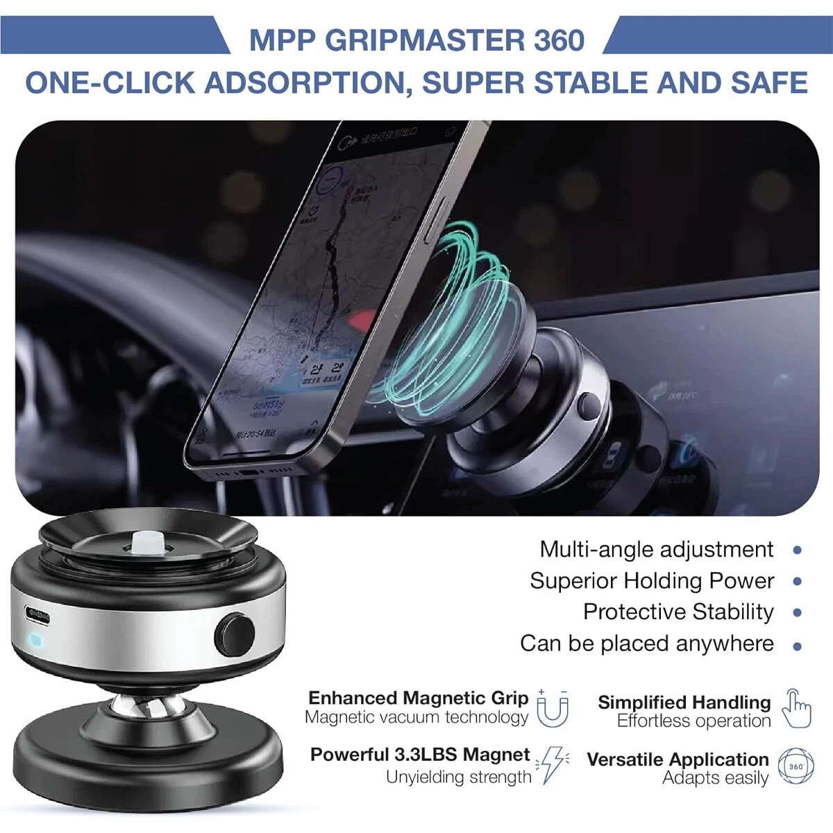 Electric Vacuum Magnetic Suction Cup Car Phone Holder Stand Mount 360° Rotation Electric Vacuum Magnetic Suction Cup Car Phone Holder Stand Mount 360° Rotation