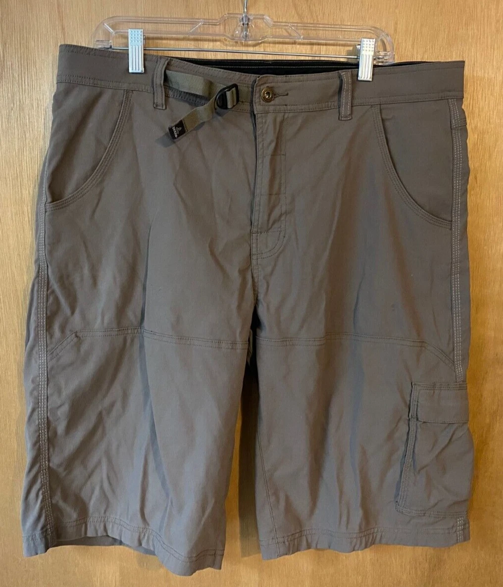 Prana Stretch Zion Hiking Shorts Men's Khaki Green Flex - Size XL