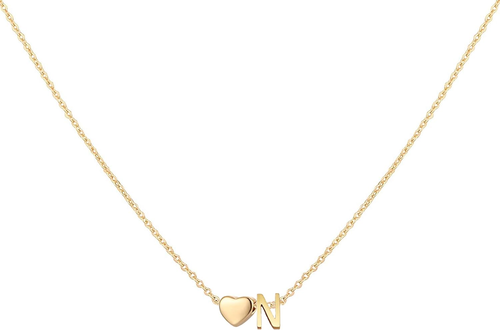 Initial Heart Necklace 18K Gold Plated Stainless Steel Tiny Heart Letter Necklac