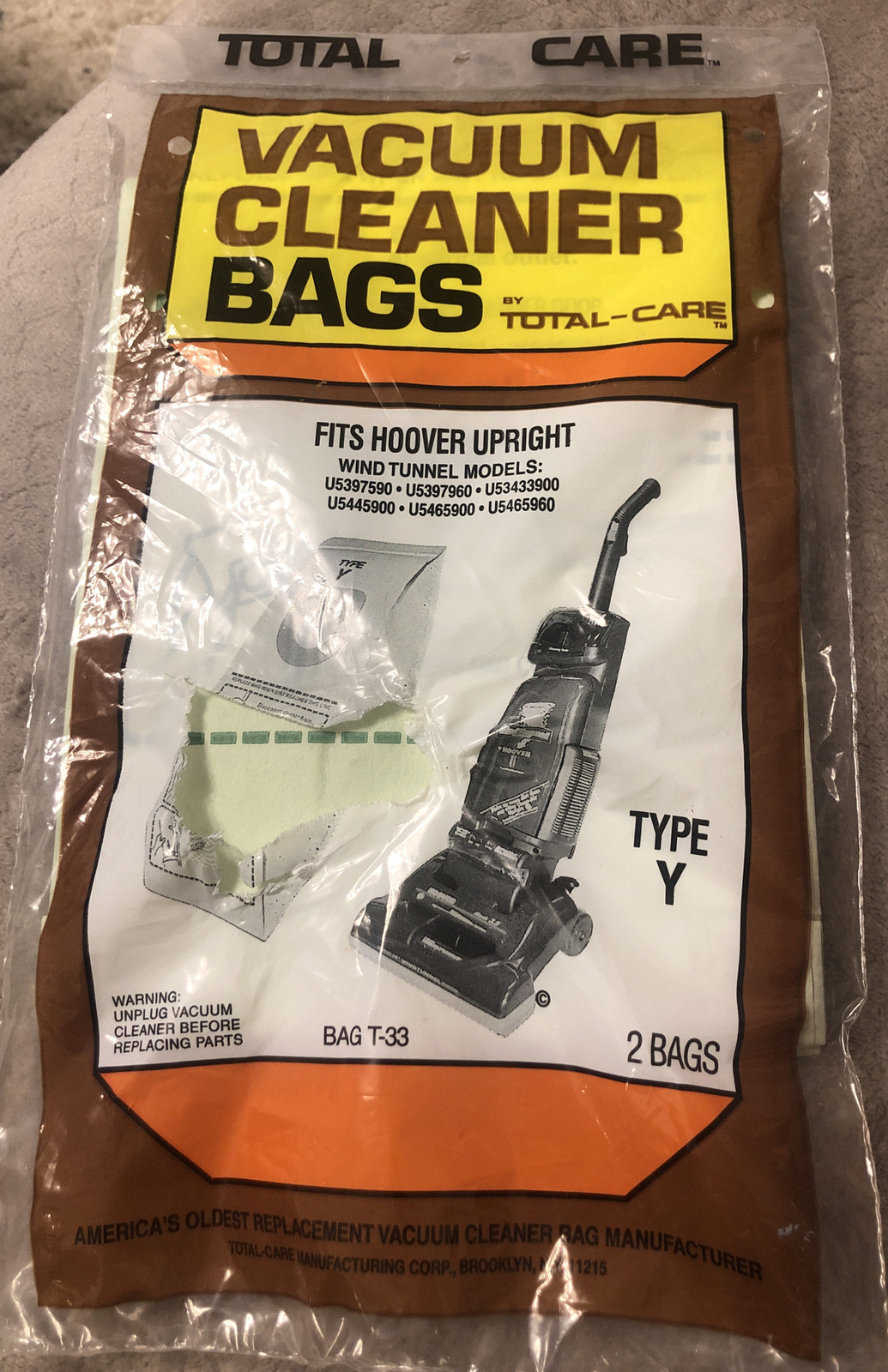 Lot Of 2 Hoover Wind Tunnel Type Y Vacuum Cleaner Bags By Total Care eBay