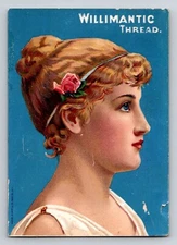 Victorian Trade Card Willimantic Pretty Woman New Orleans Expo Thread 3" x 4.25"