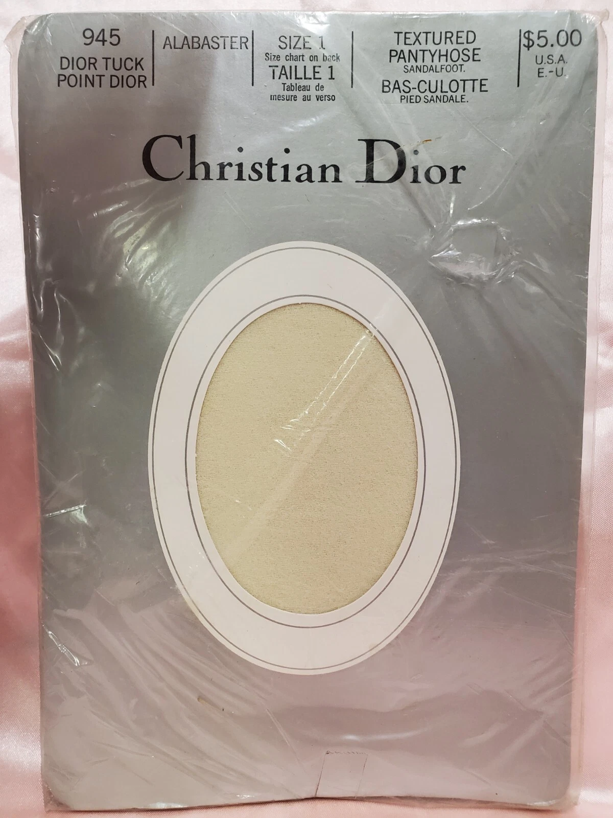 Collant vintage Christian Dior texturé style 945 Dior Tuck albâtre taille 1 Sissy