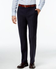  200 Calvin Klein Extreme Slim Fit Wool Trousers Navy Blue Flat Front Pants 38 W