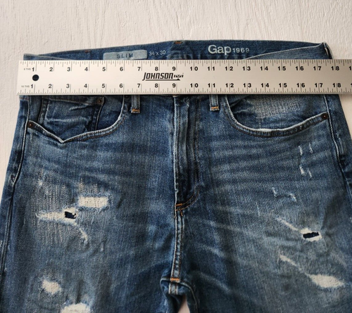 Gap 1969 Slim Men's size 34x30 Distressed Denim Slim Jeans (E3) - Picture 8 of 16
