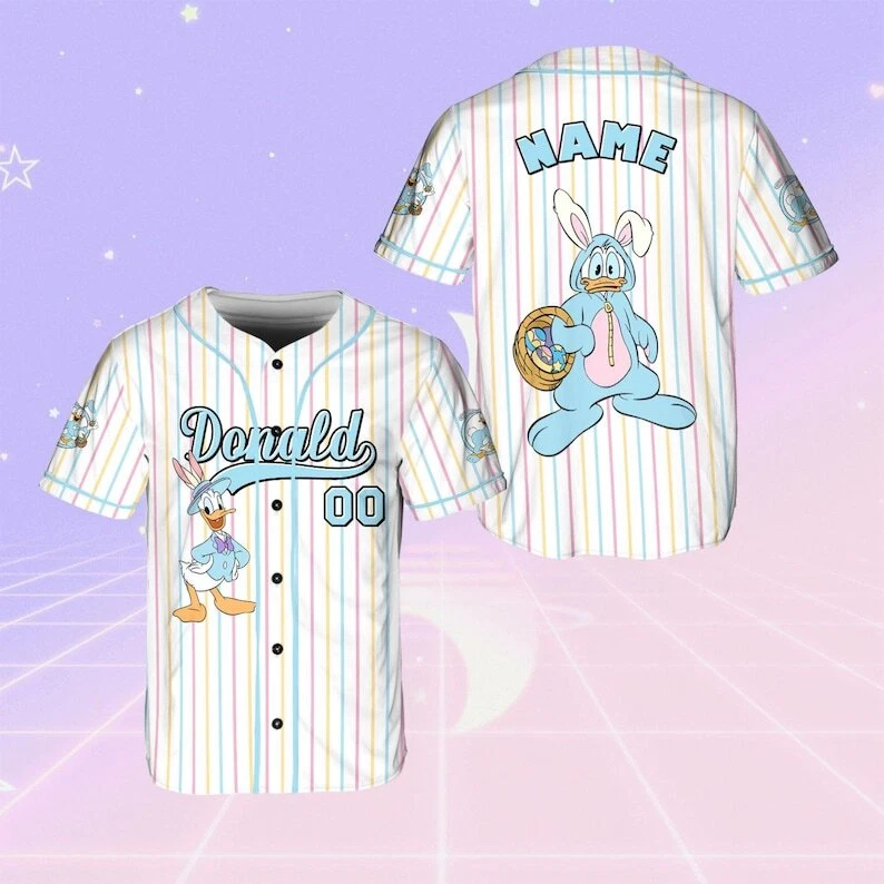 Personalized Donald Duck Costume Easter Bunny Happy Easter Baseball Jersey Shirt