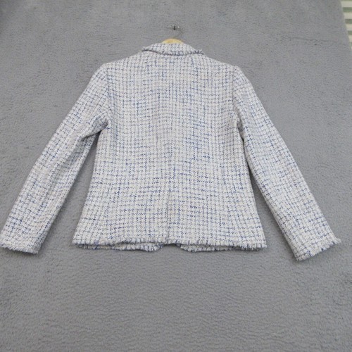 J Crew Blazer Giacca Donna 6 Bianco Blu Tweed Trendy Classico Sartoriale Corpcore - Foto 18 di 22