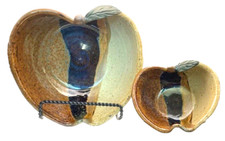 Stoneware Apple Shaped Pottery Bowls Set Of 2 Glazed Handmade Fall Autumn Décor