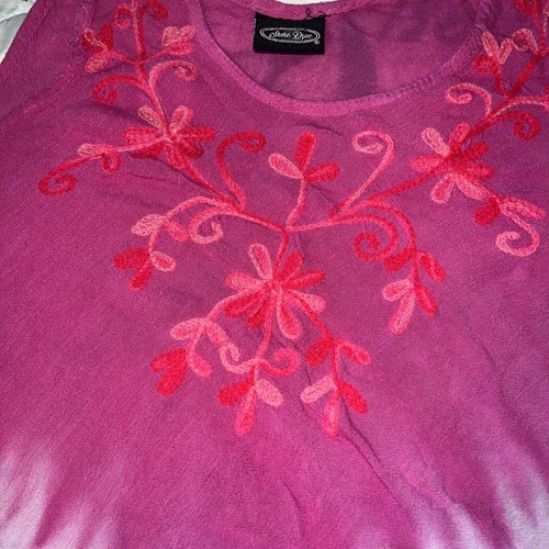 Womens Summer Sun Dress Floral Embroider Beach Resort Boho Tie Dye Pink/Blue Y2K - Picture 5 of 6