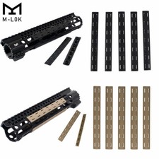 5 PCS 5.5" M-LOK Rail Panel Strip Cover Slot Covers Snap-in Black / Dark Tan