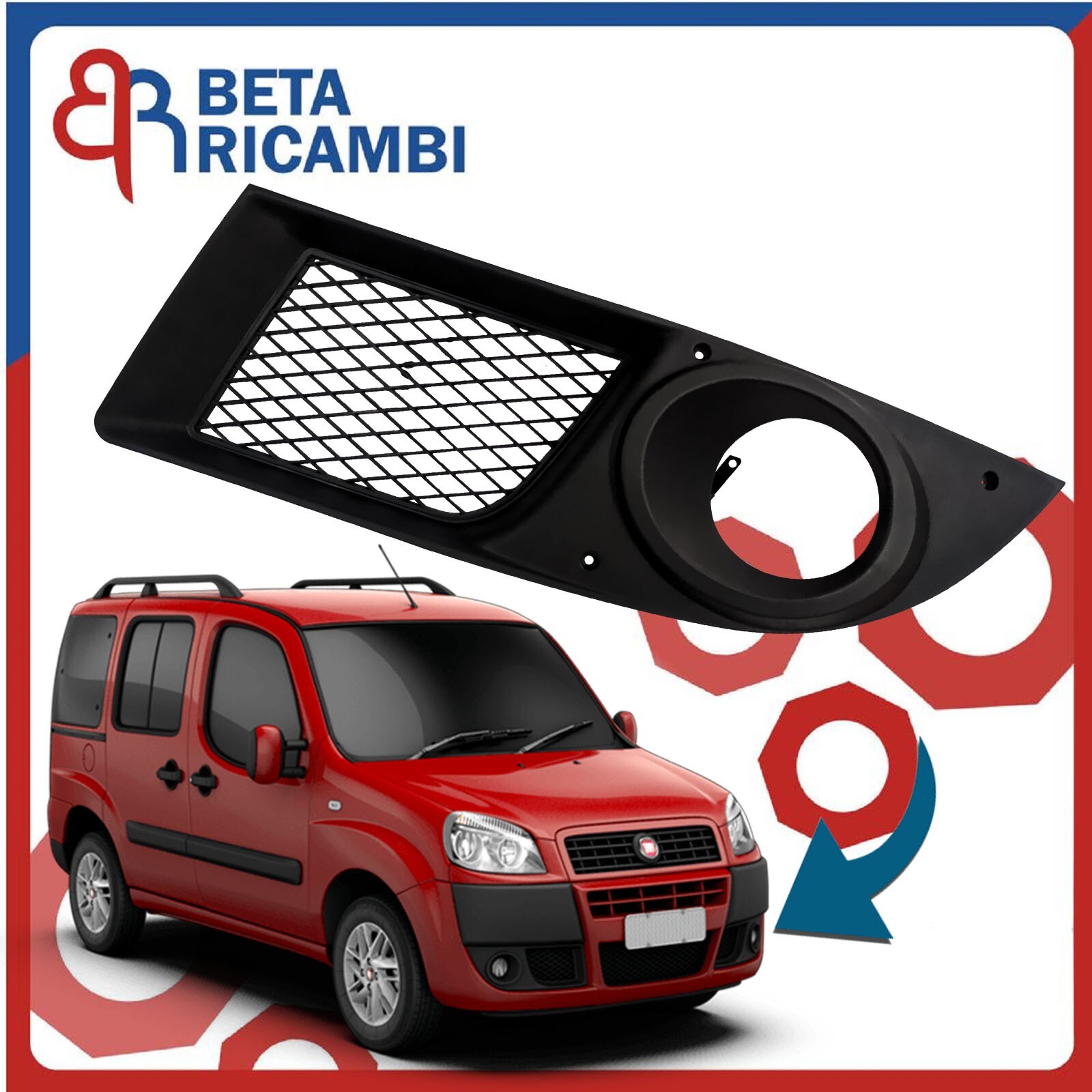 Griglia Paraurti Fiat Doblo 2005   Con Foro Fendinebbia Anteriore Sx Sinistra