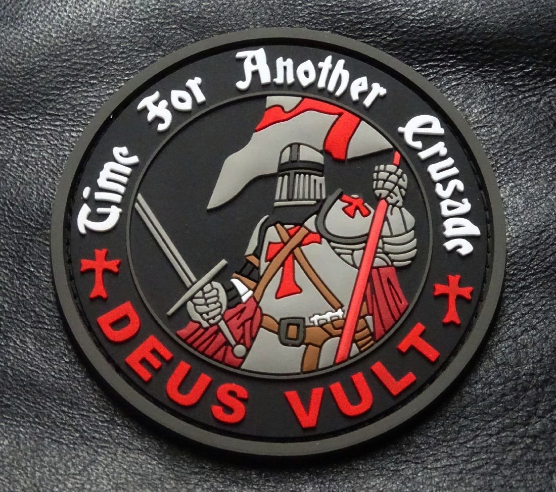 Deus Vult Crusade Templar Knight God Wills PVC Patch HOOK 3D Design-image