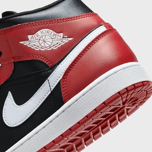 Nike Air Jordan 1 Mid Shoes Black/ White Gym Red DQ8426-061 Men's UK 8 - Picture 6 of 8
