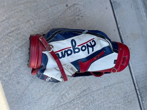 Hogan Vintage Golf Bag Leather Red White and Blue. Tiny Hand Damaged A Bit - Picture 12 of 12