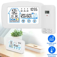 Battery Powered Wireless Weather Station w/ Clock 196FT Wireless Outdoor Sensor