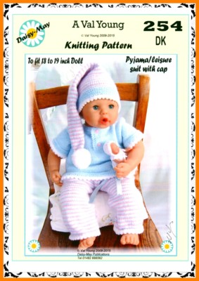  PUPPEN STRICKMUSTER für * Annabell * oder 18''/20'' Puppe. No.254 Val Young