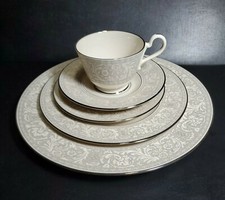 Franciscan Masterpiece China Platinum Renaissance 5 pc Table Setting Tea Set Lot