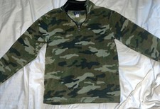 Childrens Place Fleece Pullover Boys L 10/12 Camo Green With Zipper