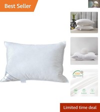 Luxury Goose Down Feather Bed Pillow - 100 Cotton, Medium Firm, 20x26 Inch