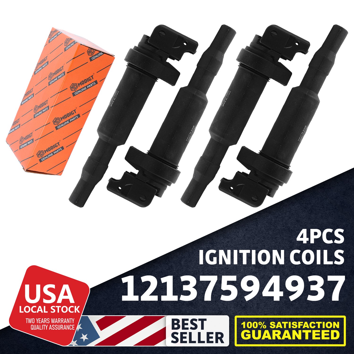4Pcs New Ignition Coil 12137594937 Replacement For BMW Rolls-Royce Mini Peugeot
