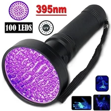UV Inspection Flashlight 100 LED 395nm Black Light Ultraviolet Lamp Torch