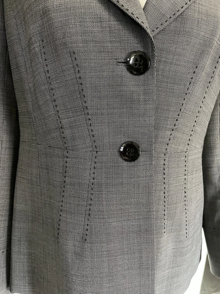 Blazer Classique Entier Forrado Mezcla Lana Talla 4 Botones Grandes Puntada Gruesa Foto 2 de 4