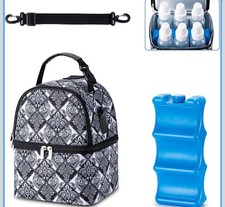 Breastmilk Cooler Bag with Ice Pack Fits 6 Baby Bottles Up to 9 Ounce Insulat...