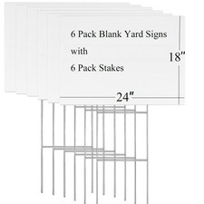 Blank Yard Signs with Stakes, 6 Pack Lawn Signs 18x24 Inches, Custom Double Side