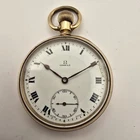 OMEGA OPEN FACE POCKET WATCH VINTAGE SWISS GOLD PLATED 21 JEWELS MANUAL WINDING.