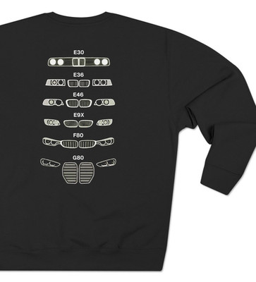 BMW M3 Generations Sweatshirt : Evolution E30 E36 E46 E9X F80 G80