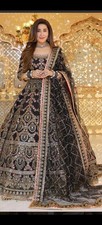 Embroidered Black Gold Lengha Choli with Dupatta Traditional Indian Outfit