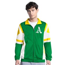 Men's Starter Green/Gold Oakland Athletics Contender Tricot Full-Zip Track