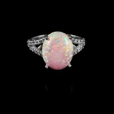 Lab Grown Australian Opal Cabochon Oval Cut Engagement Ring, Bridal Ring