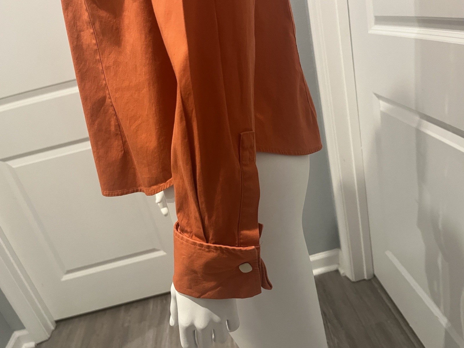 Talbots Stretch Orange Solid Long Sleeve Button D… - image 5