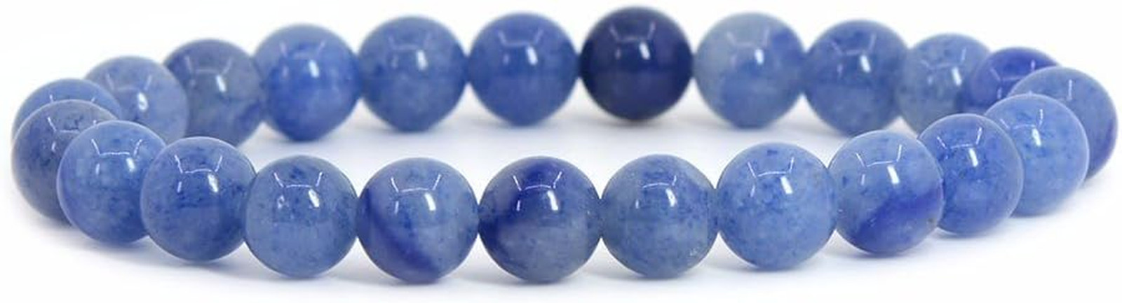 Natural Petoskey Stone Gemstone 8mm Round Beads Stretch Bracelet Blue Aventurin