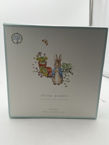 Juego de 4 platos de ensalada Pottery Barn Peter Rabbit Beatrix Potter Pascua NUEVO EN CAJA - Imagen 1 de 5
