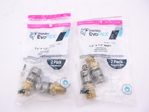 4 Pack Sharkbite 1/2" EvoPEX Male Adapter Push to Connect Plumbing Fitting