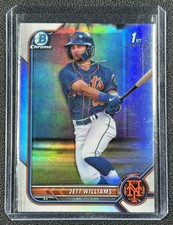 JETT WILLIAMS 2022 BOWMAN CHROME DRAFT #BDC-190 REFRACTOR 1ST PROSPECT METS