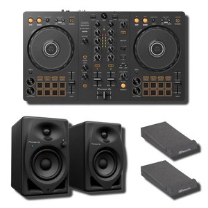 Pioneer DDJ-FLX4 2-Deck DJ Controller with DM-40D-BT 4" Desktop Active Bluetooth