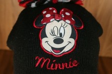 Walt Disney World Minnie Winter Warm Ear-Flaps Hat POM Beanie Girls Cartoon EUC 