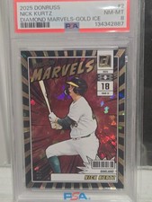 2025 Donruss NICK KURTZ ROY Diamond Marvel Gold Ice 1/10 Athletics SSP 1/1 PSA 8