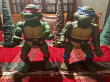 TMNT Raphael and Leonardo  Playmates Figure 1989 Giant 13" 