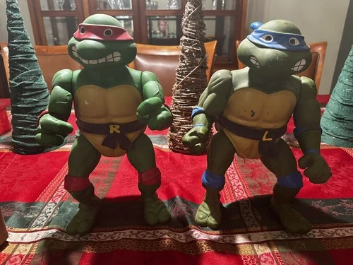 TMNT Raphael and Leonardo  Playmates Figure 1989 Giant 13"