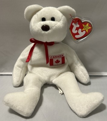 1996 Ty Beanie Baby Maple the Bear Canada Exclusive White Vintage